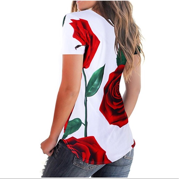 Beautiful women t shirt short sleeve floral print - Picture 3 of 5